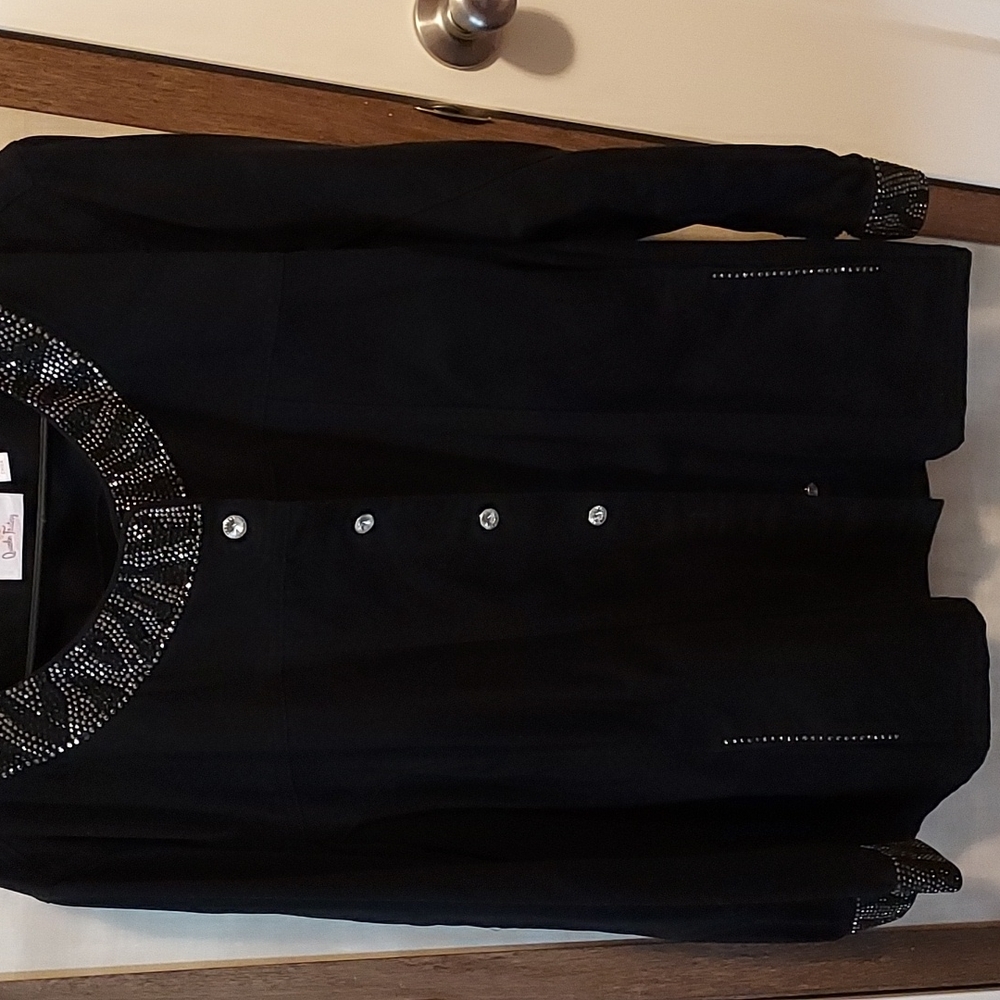 Black jacket. Stone embellished. Very comfortable.